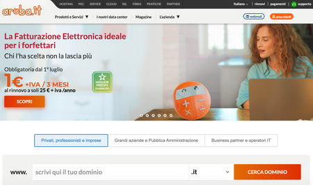 A screenshot of https://www.aruba.it/