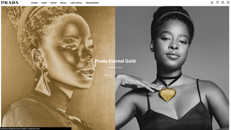 A screenshot of https://www.prada.com/