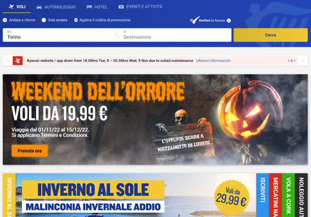 A screenshot of https://www.ryanair.com/